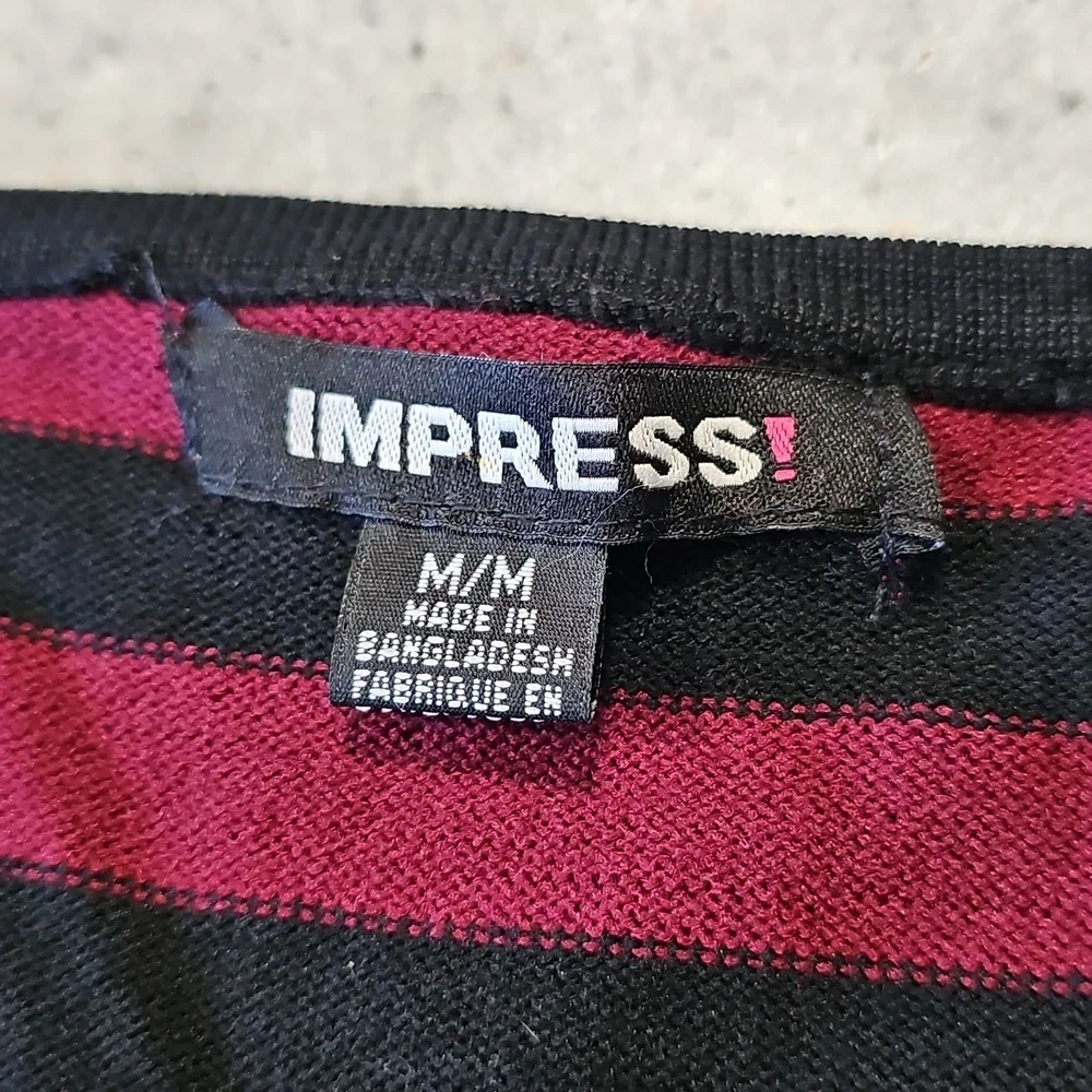 IMPRESS Medium Burgundy and Black Striped Top - Picture 5 of 8